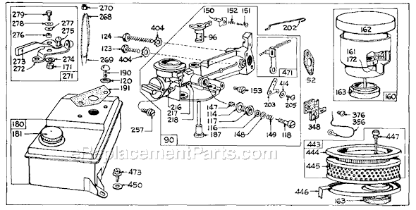 Page B Diagram and Parts List for 81600SERIES  Briggs and Stratton Engine